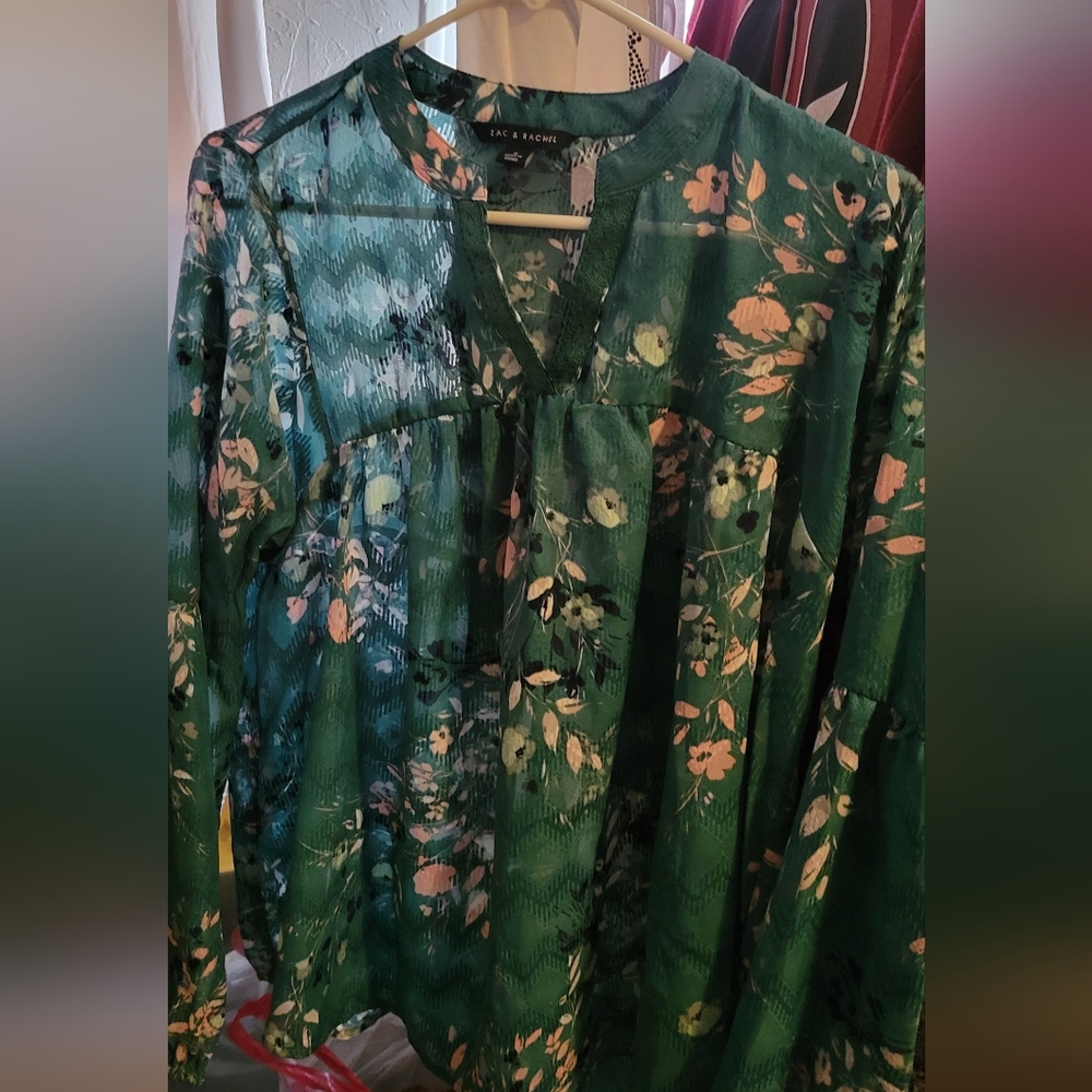 Green Floral Sheer Blouse